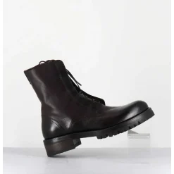 Boots Plates A Lacets En Cuir Marron Vieilli - Camil 70022 Teak