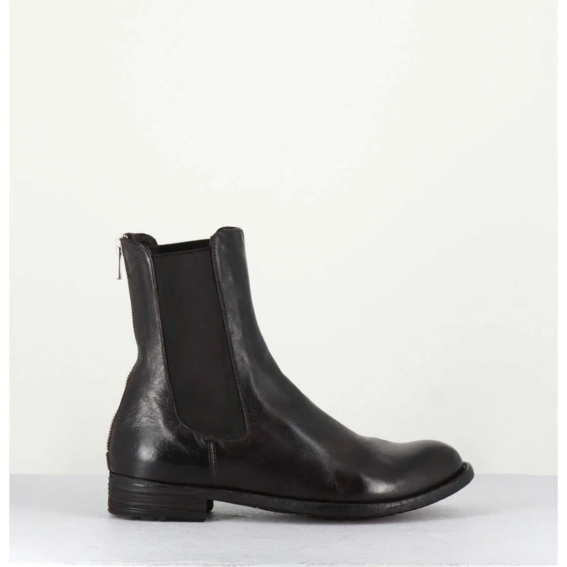 Boots Plates En Cuir Marron & Elastique - Lexikon073 Moro