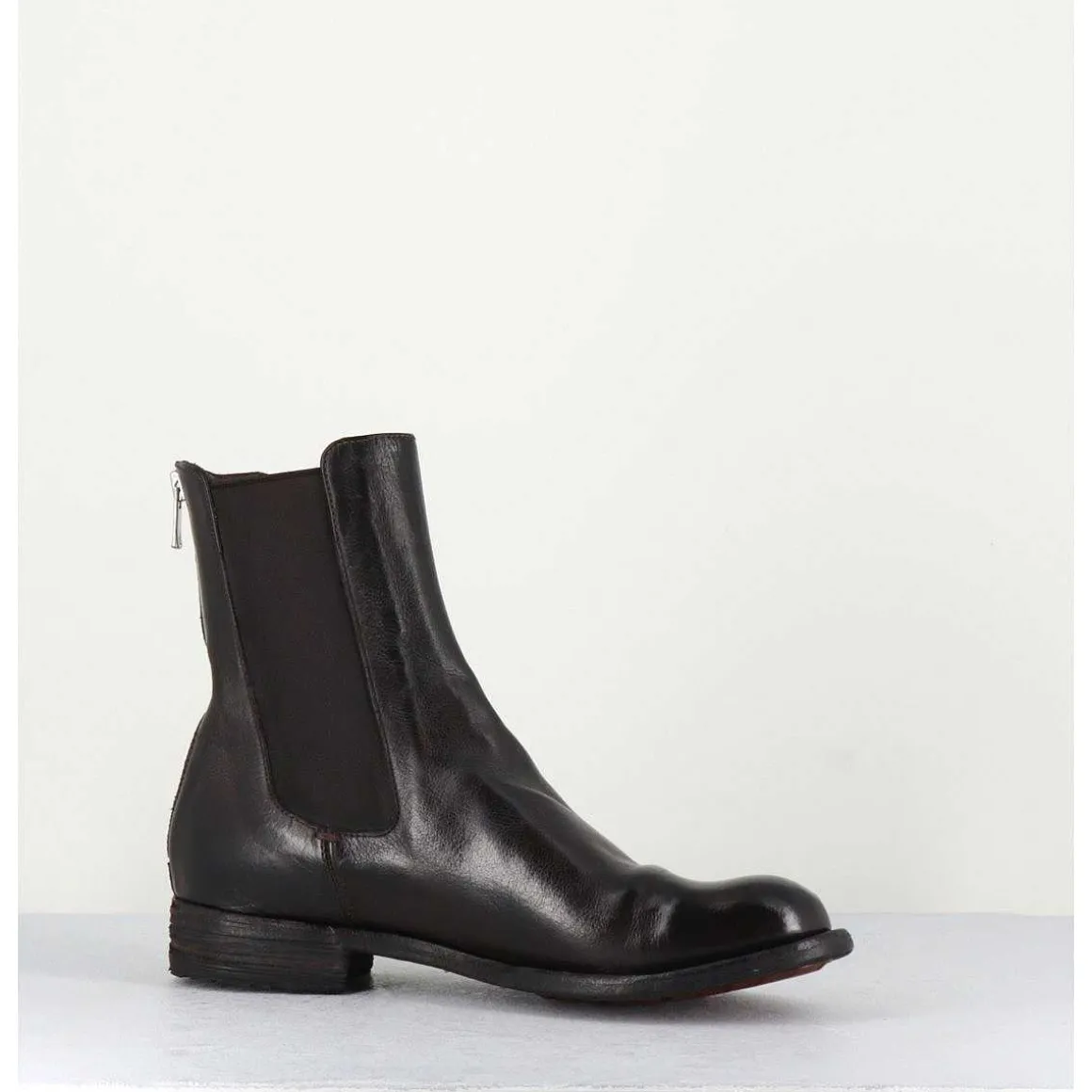 Boots Plates En Cuir Marron & Elastique - Lexikon073 Moro