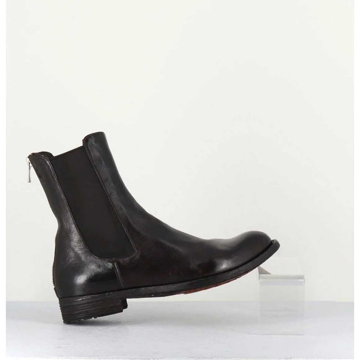 Boots Plates En Cuir Marron & Elastique - Lexikon073 Moro