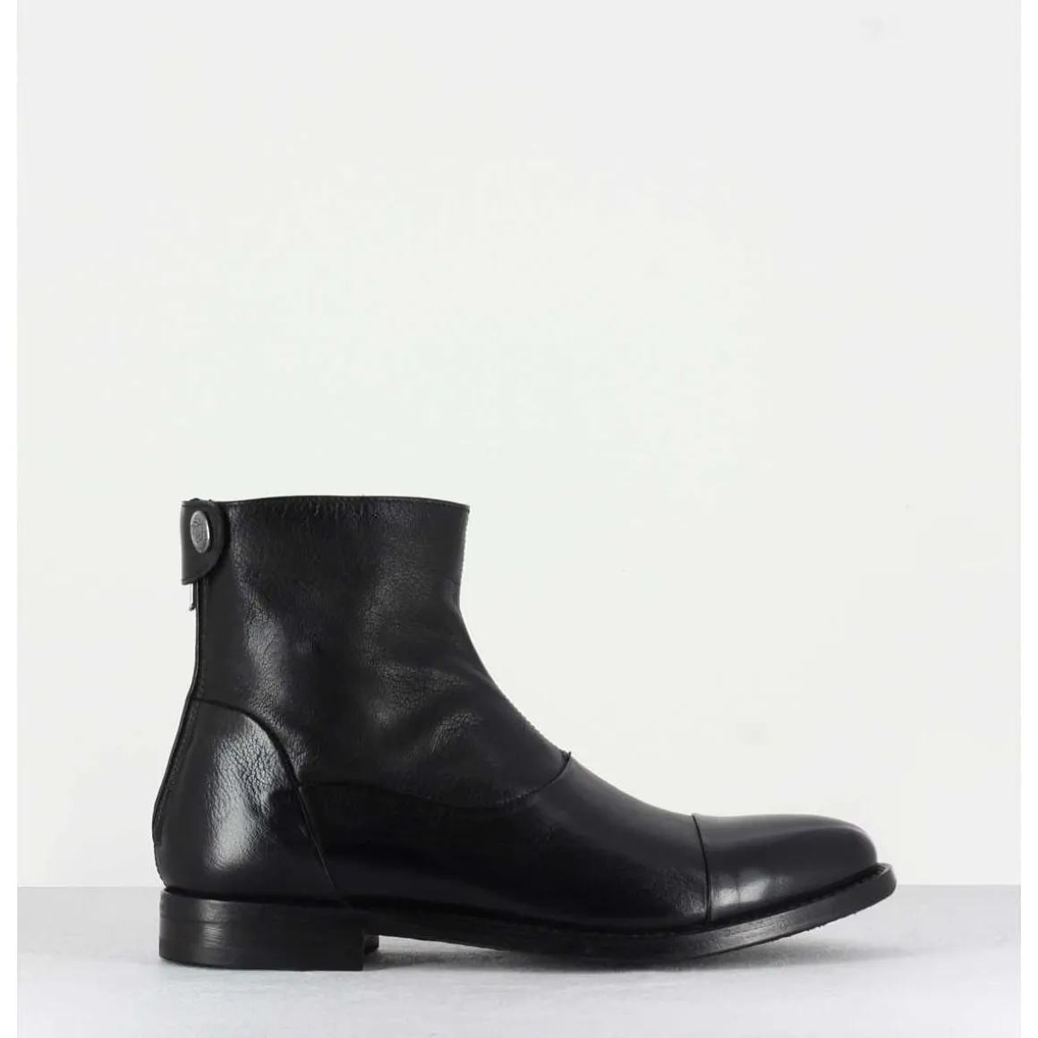 Boots Plates En Cuir Noir - Zoe 56067 Black