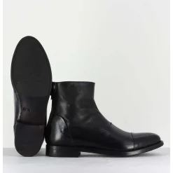 Boots Plates En Cuir Noir - Zoe 56067 Black