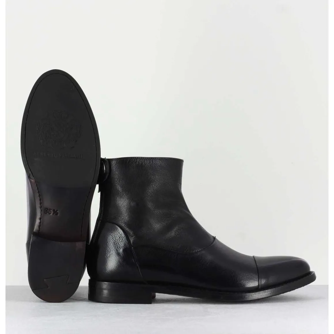 Boots Plates En Cuir Noir - Zoe 56067 Black