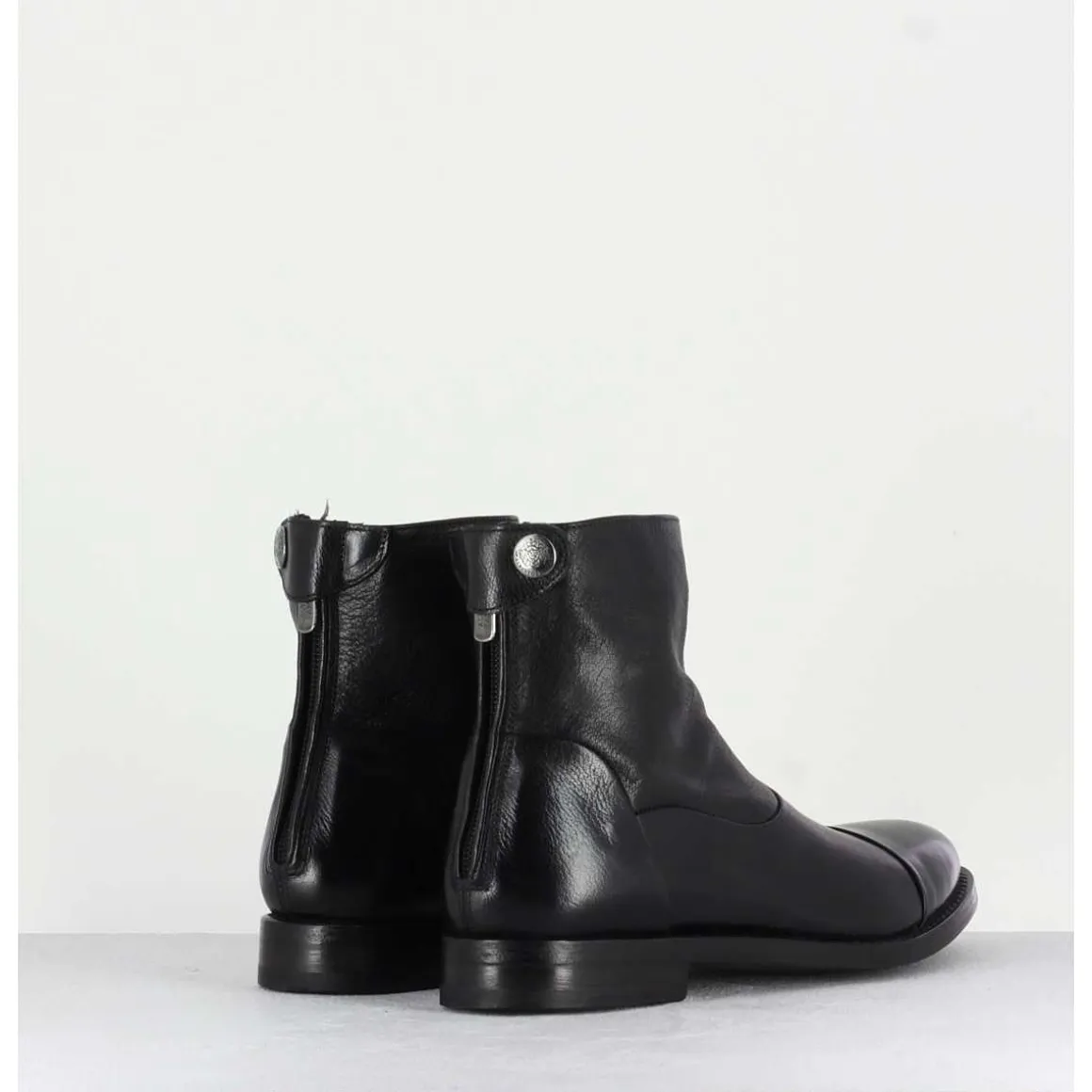 Boots Plates En Cuir Noir - Zoe 56067 Black