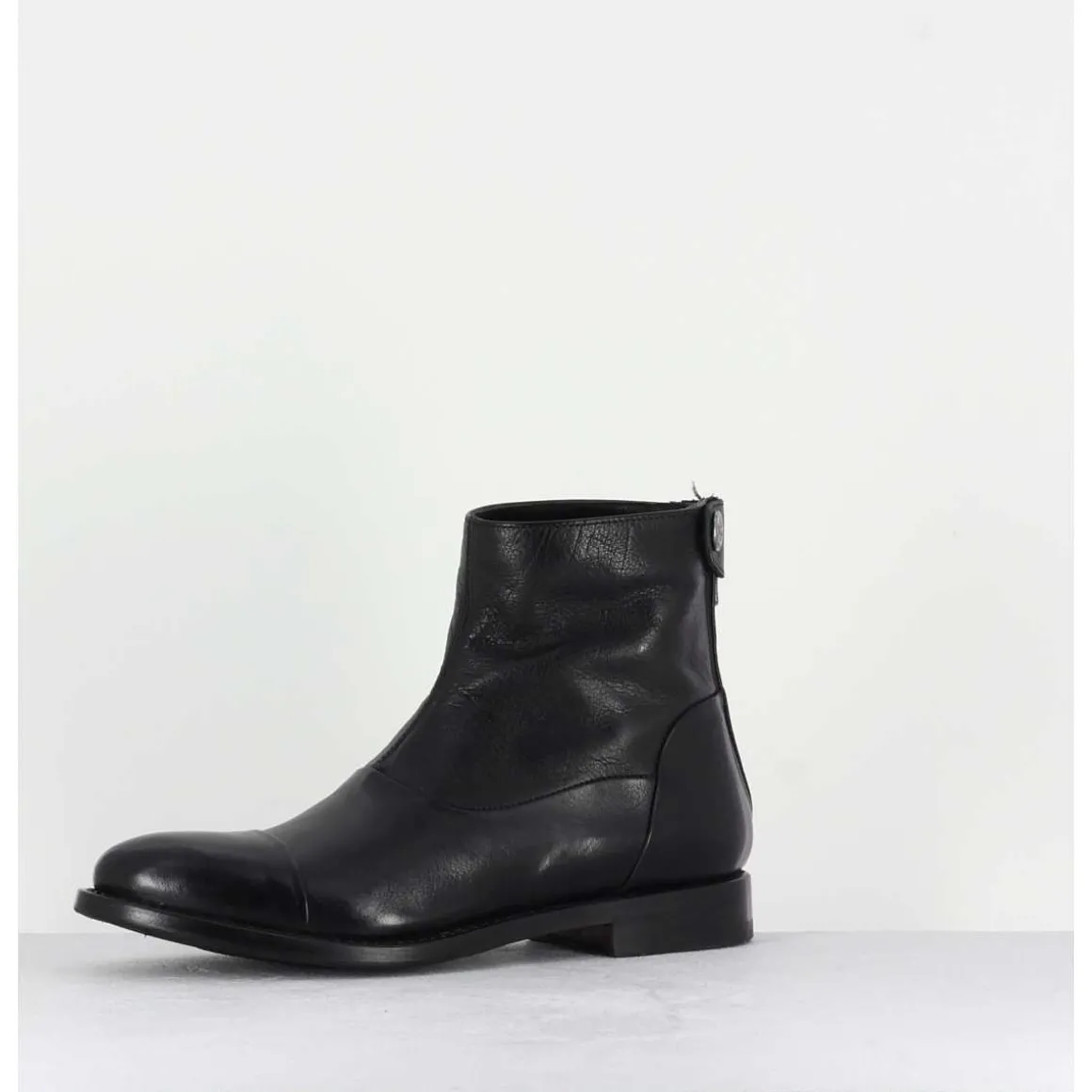 Boots Plates En Cuir Noir - Zoe 56067 Black