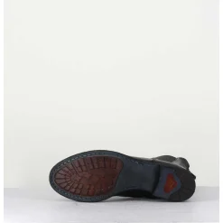 Boots Plates En Cuir Noir, Elastique & Bout Fleuri - Lexikon099 Nero