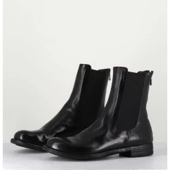 Boots Plates En Cuir Noir, Elastique & Bout Fleuri - Lexikon099 Nero