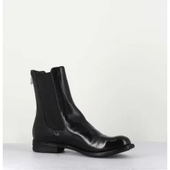 Boots Plates En Cuir Noir, Elastique & Bout Fleuri - Lexikon099 Nero