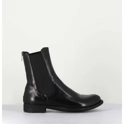 Boots Plates En Cuir Noir, Elastique & Bout Fleuri - Lexikon099 Nero