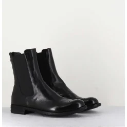 Boots Plates En Cuir Noir, Elastique & Bout Fleuri - Lexikon099 Nero
