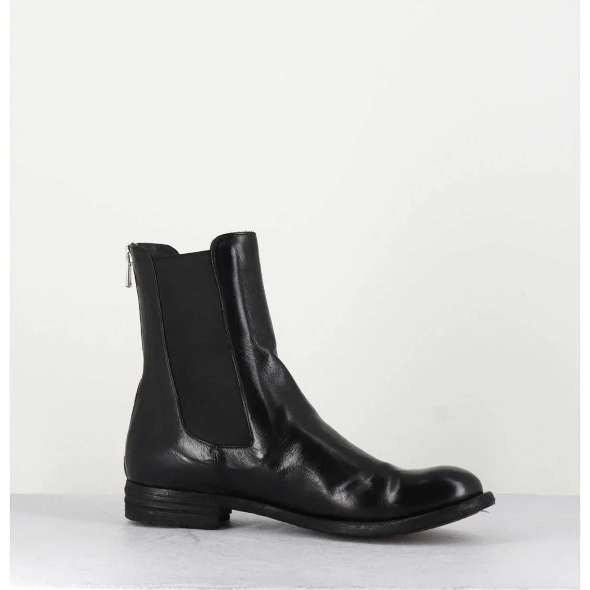 Boots Plates En Cuir Noir & Elastique - Lexikon073 Nero