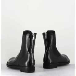 Boots Plates En Cuir Noir & Elastique - Lexikon073 Nero