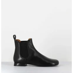 Boots Plates En Cuir Souple A Elastiques - Poura Black Nappa