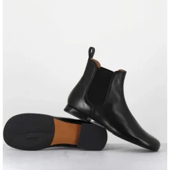 Boots Plates En Cuir Souple A Elastiques - Poura Black Nappa
