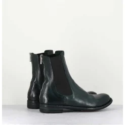 Boots Plates En Cuir Vert & Elastique - Lexikon073 French Lover