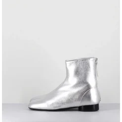 Boots Plates 60S En Cuir Argent - Pam26 Met Argento