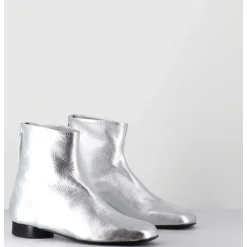 Boots Plates 60S En Cuir Argent - Pam26 Met Argento