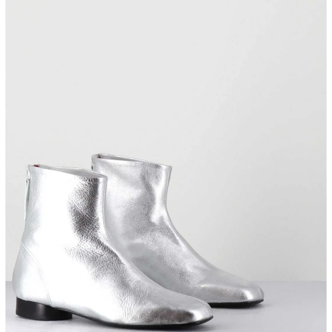 Boots Plates 60S En Cuir Argent - Pam26 Met Argento