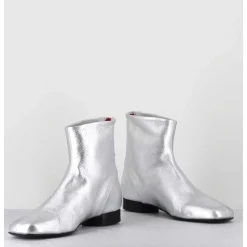 Boots Plates 60S En Cuir Argent - Pam26 Met Argento