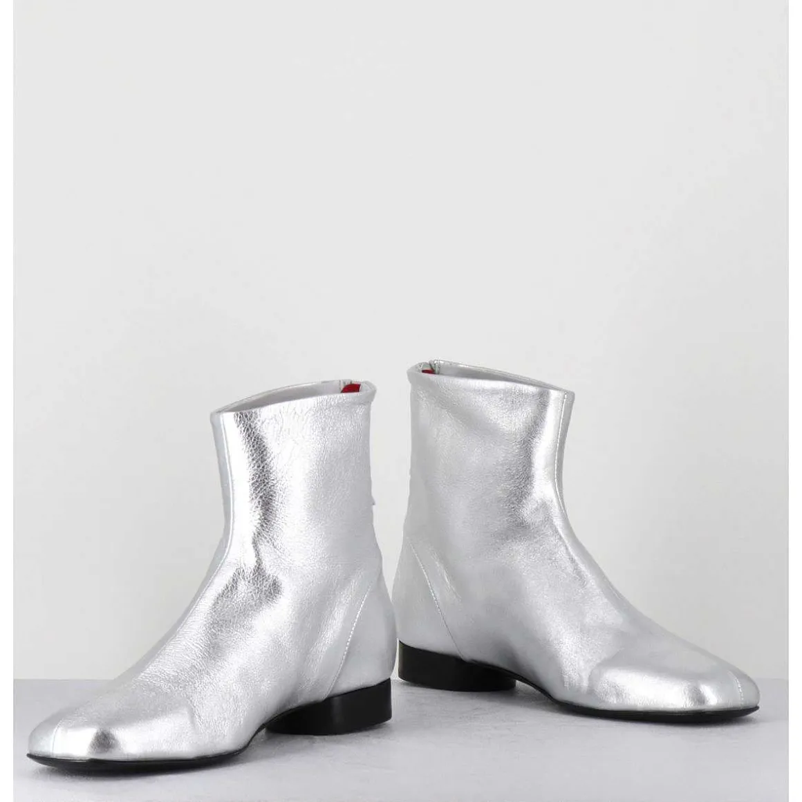Boots Plates 60S En Cuir Argent - Pam26 Met Argento