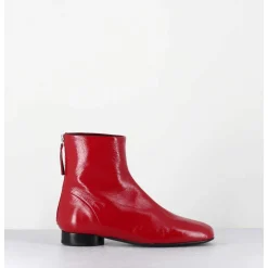 Boots Plates 60S En Cuir Souple Rouge - Pam26 Glaze Passion