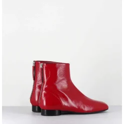 Boots Plates 60S En Cuir Souple Rouge - Pam26 Glaze Passion
