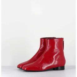 Boots Plates 60S En Cuir Souple Rouge - Pam26 Glaze Passion