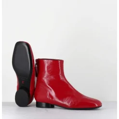 Boots Plates 60S En Cuir Souple Rouge - Pam26 Glaze Passion
