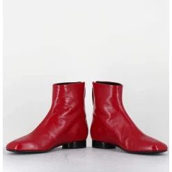 Boots Plates 60S En Cuir Souple Rouge - Pam26 Glaze Passion