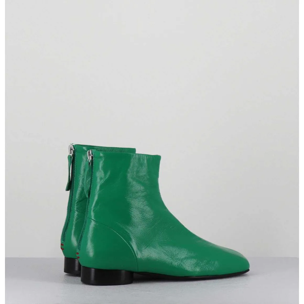 Boots Plates 60S En Cuir Souple Vert - Pam26 Glase Mela