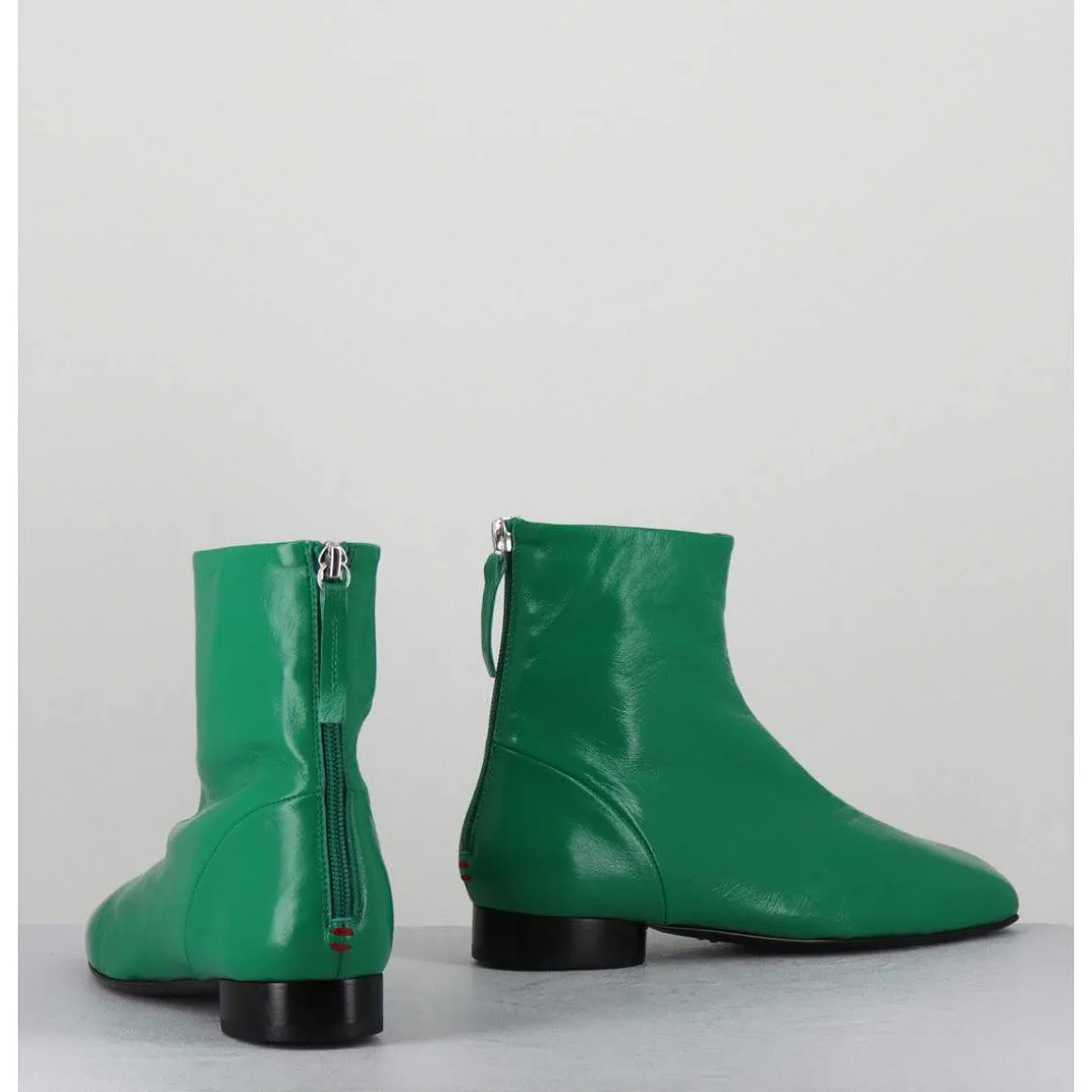 Boots Plates 60S En Cuir Souple Vert - Pam26 Glase Mela