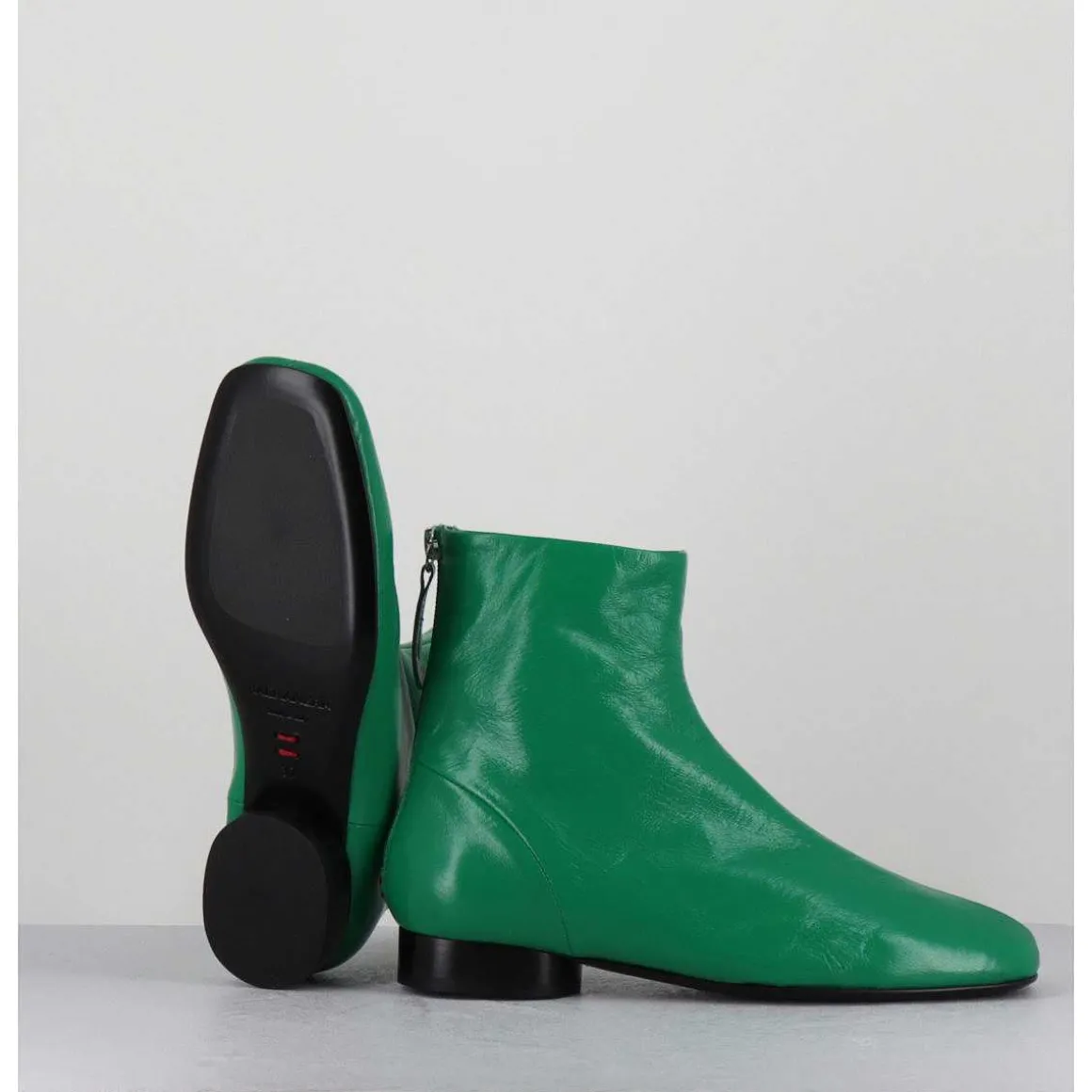 Boots Plates 60S En Cuir Souple Vert - Pam26 Glase Mela