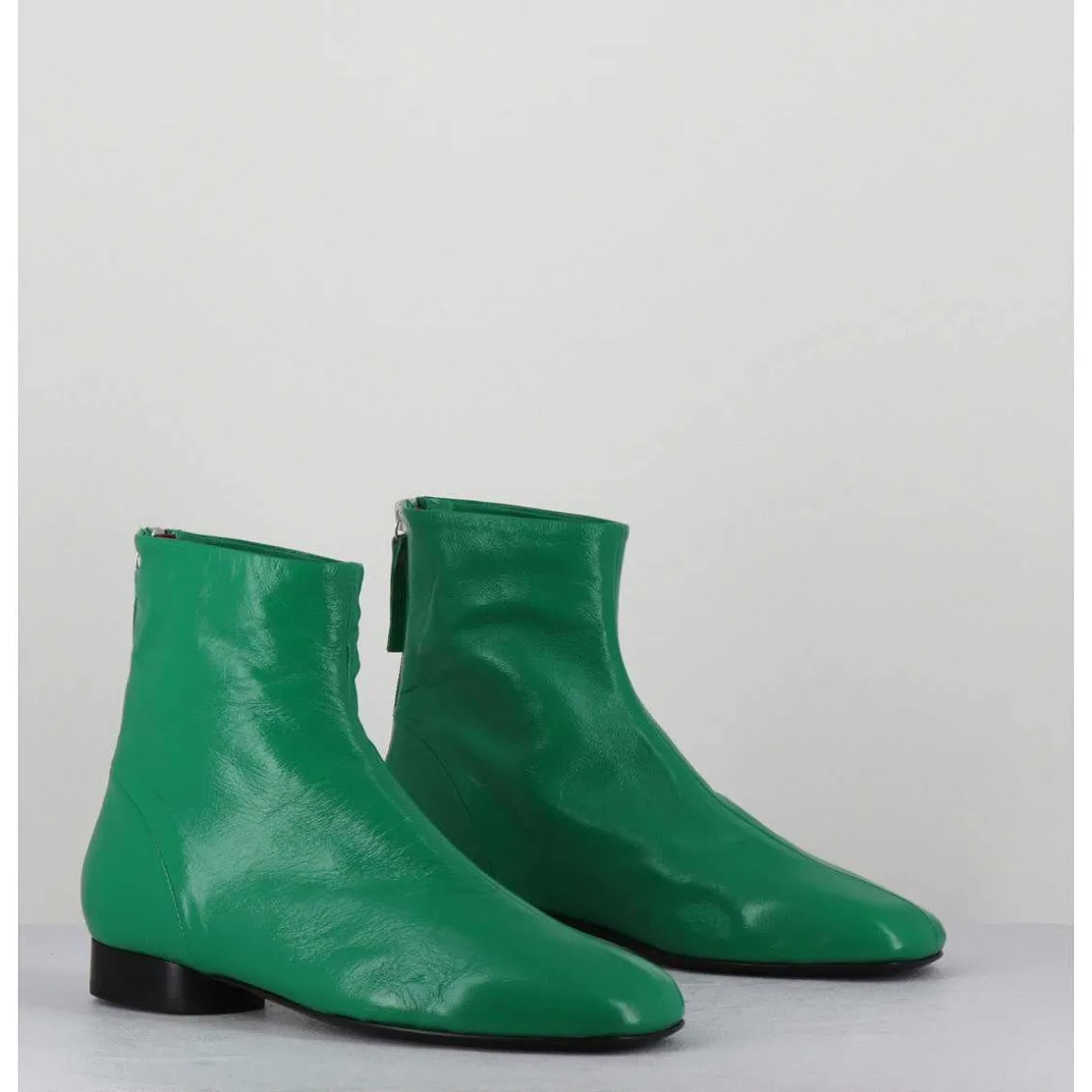 Boots Plates 60S En Cuir Souple Vert - Pam26 Glase Mela