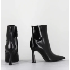 Boots Pointues Talon Haut Cuir Glace Noir - M6594 Splendid Nero