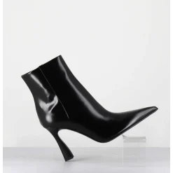 Boots Pointues Talon Haut Cuir Glace Noir - M6594 Splendid Nero
