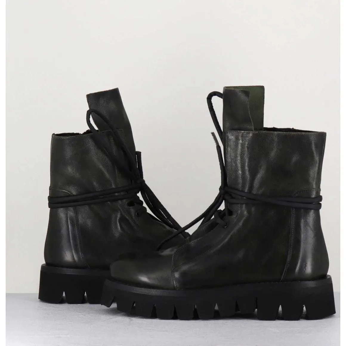 Boots Rangers En Cuir Vert - Smile08 Bottle