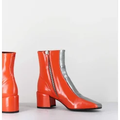 Boots 70S Cuir Orange & Metal Argent - Cecil13 Nespola Silver