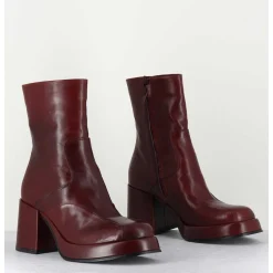 Boots 70S En Cuir Bordeaux - Archi Bordeau