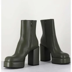 Boots 70S En Cuir Khaki - Aiko Nappa Oberoy
