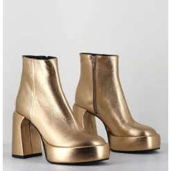 Boots 70S En Cuir Metallise Dore - E3303 Bitter Gold