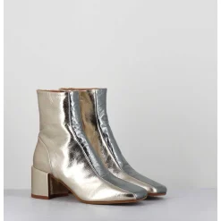 Boots 70S En Cuir Metallise Or & Argent - Cecil13 Metal Platino