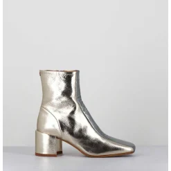 Boots 70S En Cuir Metallise Or & Argent - Cecil13 Metal Platino