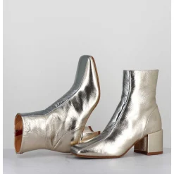 Boots 70S En Cuir Metallise Or & Argent - Cecil13 Metal Platino