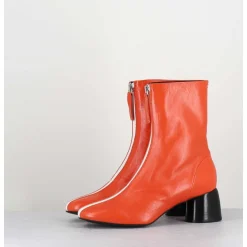 Boots 60S En Cuir Orange & Talon Noir - Caren07 Glaze Nespola