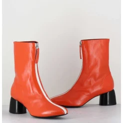 Boots 60S En Cuir Orange & Talon Noir - Caren07 Glaze Nespola