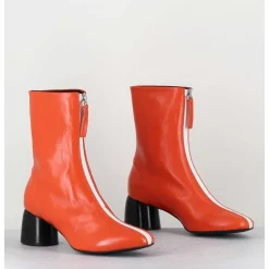 Boots 60S En Cuir Orange & Talon Noir - Caren07 Glaze Nespola