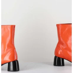 Boots 60S En Cuir Orange & Talon Noir - Caren07 Glaze Nespola