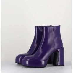 Boots 70S En Cuir Prune - E3303 Purple
