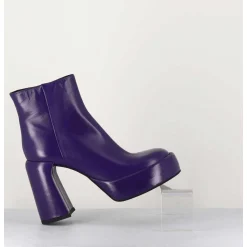 Boots 70S En Cuir Prune - E3303 Purple
