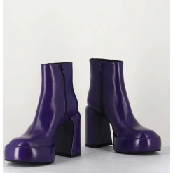 Boots 70S En Cuir Prune - E3303 Purple